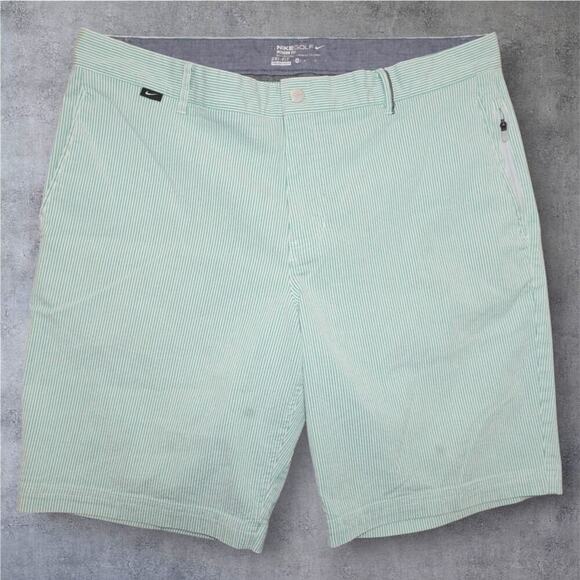 Nike Golf Dri-FIT Green & White Striped Shorts – Modern Fit – Size 36 - Picture 1 of 6